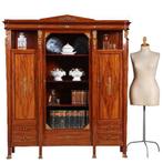 Mahonie 3-deurs Bibliotheekkast  Salonkast  brandmerk Janse, Ophalen of Verzenden