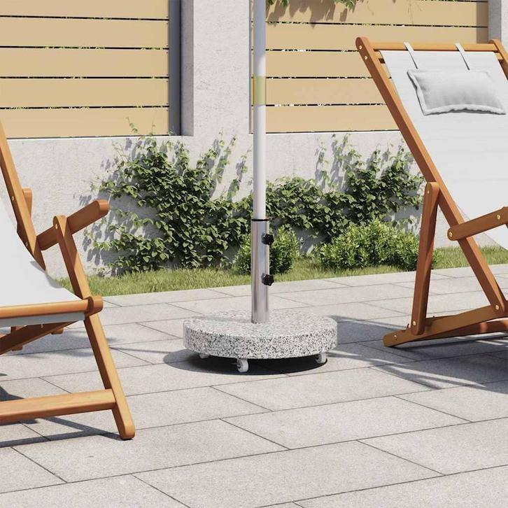 vidaXL Parasolvoet rond 30 kg graniet grijs, Tuin en Terras, Parasols, Parasolvoet, Nieuw, Minder dan 1 meter, Verzenden