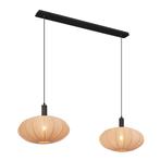 Japandi hanglamp zwart met bruine stoffen kap 2-lichts -, Huis en Inrichting, Lampen | Hanglampen, Nieuw, Overige materialen, Japandi