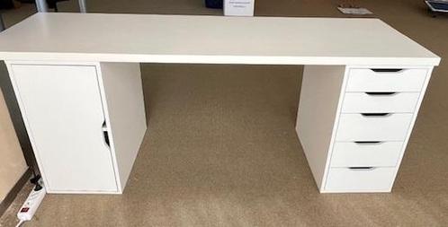Wit bureau met kastje en ladekastje - SPIJKENISSE, Huis en Inrichting, Bureaus, Bureau, Gebruikt, Ophalen