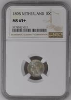 Koningin Wilhelmina 10 cent 1898 NGC MS63+ gecertificeerd, Verzenden, Zilver, 10 cent, Koningin Wilhelmina