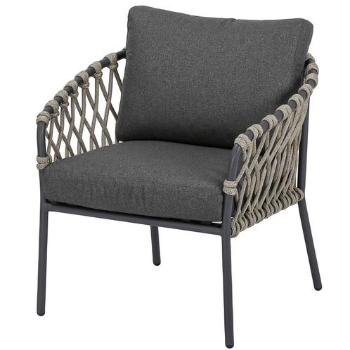 Amalfi low dining tuinstoel antraciet zand rope, Tuin en Terras, Tuinstoelen, Nieuw, Ophalen of Verzenden