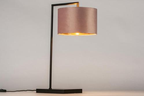 Rietveld Tafellampen - Zwart, Goud, Roze - Stof, Metaal, Huis en Inrichting, Lampen | Tafellampen, Verzenden