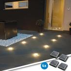 Solar grondspot Square Helder Wit met schemersensor 4 stuks, Tuin en Terras, Verzenden, Nieuw, Kunststof, Led