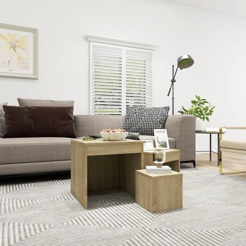 vidaXL 3-delige Tafeltjesset bewerkt hout sonoma, Huis en Inrichting, Tafels | Bijzettafels, Nieuw, Verzenden