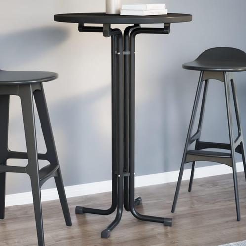 vidaXL Eettafel Ø 70x110 cm bewerkt hout en staal zwart, Huis en Inrichting, Tafels | Eettafels, Nieuw, Verzenden