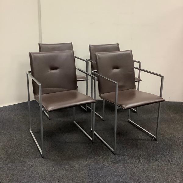 complete set van 4 stuks ARCO frame eetkamerstoelen, leder, Huis en Inrichting, Stoelen, Gebruikt, Leer, Ophalen of Verzenden
