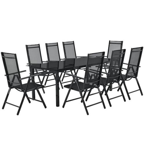 Aluminum tuinset - Milano - 9-delig - Donkergrijs, Tuin en Terras, Tuinsets en Loungesets, Nieuw, Verzenden