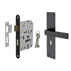 Deurbeslag set Nova op schild met sleutelgat en slot - de..., Doe-het-zelf en Verbouw, Hang- en Sluitwerk, Ophalen of Verzenden