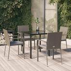 vidaXL 5-delige Tuinset met kussens poly rattan zwart en, Tuin en Terras, Tuinsets en Loungesets, 4 zitplaatsen, Nieuw, Tuinset