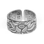 Zilveren Antique Plated Lotus Ring - Puur 999 Sterling