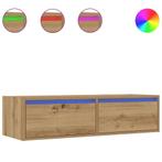TV-meubel Eiken 100cm met LED - Retourdeal - 53% Korting!, Huis en Inrichting, Kasten | Televisiemeubels, 100 tot 150 cm, Nieuw