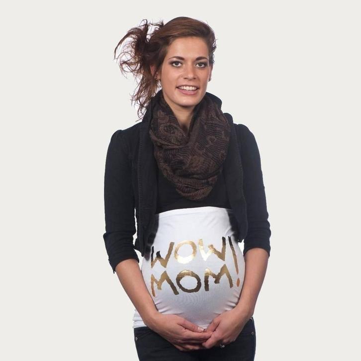 Op en Top Zwanger Zwangerschaps Buikband Wow Mom Wit/Goud, Kleding | Dames, Positiekleding, Nieuw, Verzenden
