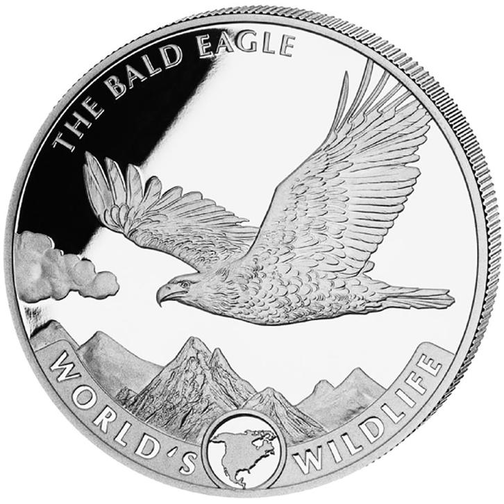 Congo Wildlife Bald Eagle 1 oz 2021 (30.000 oplage), Postzegels en Munten, Munten | Afrika, Losse munt, Zilver, Overige landen