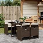 vidaXL 5-delige Tuinset met kussens poly rattan bruin, Tuin en Terras, 4 zitplaatsen, Nieuw, Tuinset, Verzenden