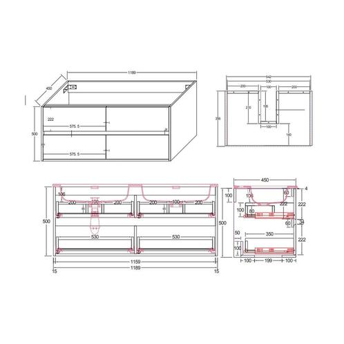 Onderkast Aquasplash Retro 120 cm Licht Bruin, Huis en Inrichting, Badkamer | Badkamermeubels, Ophalen of Verzenden