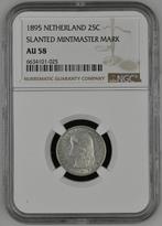 Koningin Wilhelmina 25 cent 1895 schuin muntmeesterteken, Postzegels en Munten, Munten | Nederland, Verzenden, Zilver, 25 cent