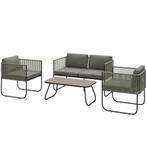 TRUUSK Polyrattan Tuinmeubelset - Lounge-Set met Sofa, Stoel, Verzenden, Nieuw