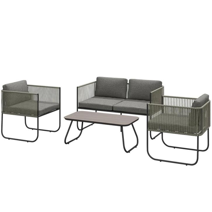TRUUSK Polyrattan Tuinmeubelset - Lounge-Set met Sofa, Stoel, Tuin en Terras, Tuintafels, Nieuw, Verzenden