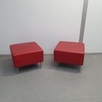 Design hocker / poef - rood leder (alleen per set), Ophalen of Verzenden, Nieuw