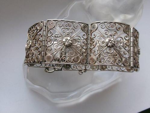 Zilver - Armband - Art Nouveau filigraan, Antiek en Kunst, Kunst | Designobjecten