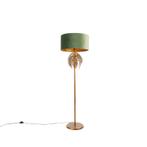 Vloerlamp goud 145 cm met velours kap groen 50 cm - Botanica, Nieuw, Overige materialen, Landelijk, 150 tot 200 cm