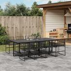 vidaXL 9-delige Tuinset poly rattan zwart, Nieuw, 8 zitplaatsen, Tuinset, Verzenden