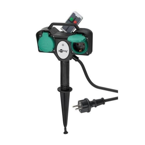 2-voudige Tuincontactdoos met Afstandsbediening 2m Zwart, Audio, Tv en Foto, Audiokabels en Televisiekabels, Nieuw, Ophalen of Verzenden