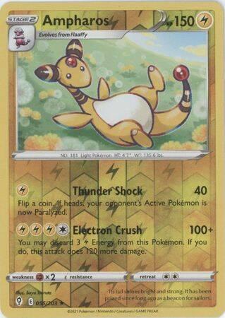 Ampharos 056/203 reverse holo (Evolving Skies), Hobby en Vrije tijd, Verzamelkaartspellen | Pokémon, Losse kaart, Nieuw, Foil