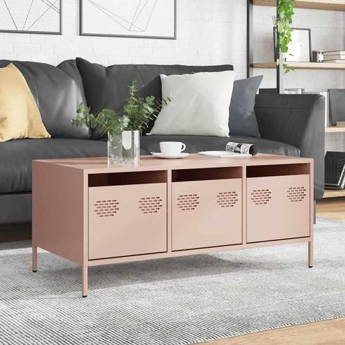 vidaXL Salontafel 101,5x50x43,5 cm koudgewalst staal roze, Huis en Inrichting, Tafels | Salontafels, 100 tot 150 cm, Nieuw, Metaal