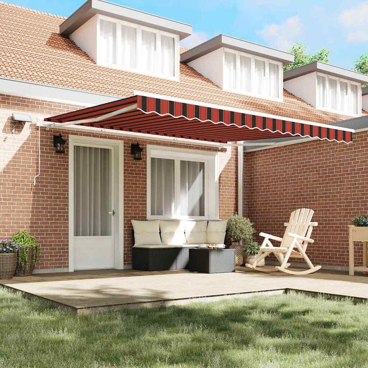 vidaXL Inklapbaar Zonnescherm met Oranje en bruin 400 ×350, Tuin en Terras, Zonneschermen, Nieuw, Verzenden