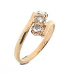 Gouden ring met roos geslepen diamanten | ca. 0,20 ct., Gebruikt, Overige kleuren, Ophalen of Verzenden, 17 tot 18