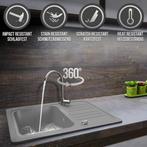 Spoelbak - Wasbak - Keuken - Graniet - 57x22x45 cm - Zilver, Verzenden, Zo goed als nieuw