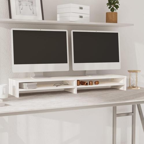 vidaXL Monitorstandaard 100x24x13 cm massief grenenhout wit, Huis en Inrichting, Kasten | Televisiemeubels, Minder dan 25 cm, Nieuw