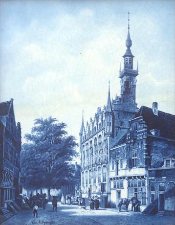 Aardewerken tegel naar Cornelis Springer, Delft, 1914 beschikbaar voor biedingen