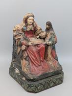 Beeld, Anna lehrt Maria das Lesen - 23 cm - Hout, Antiek en Kunst