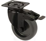 Zwenkwiel Met Rem Zwart met bevestigingsplaat 50 mm, Doe-het-zelf en Verbouw, Zwenkwielen, Ophalen of Verzenden, Nieuw