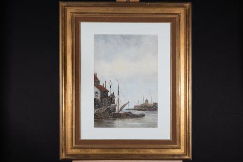 Hermanus Koekkoek de Jonge (1836-1909) - Haven op de Maas, Antiek en Kunst, Kunst | Schilderijen | Klassiek