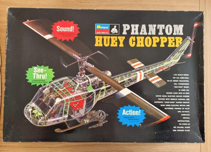Monogram PA226 Huey Phantom Chopper 1:24, Hobby en Vrije tijd, Modelbouw | Vliegtuigen en Helikopters, Verzenden