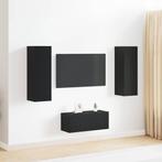 vidaXL 3-delige wandmontage tv-kast set zwart eikenhout, Verzenden, Nieuw, Overige houtsoorten