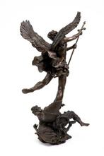 sculptuur, San Michele Aracangelo in bronzo - 72 cm - Brons, Antiek en Kunst