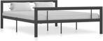 vidaXL - Bedframe - metaal - grijs - en - wit - 160x200 - cm, Ophalen of Verzenden, Nieuw