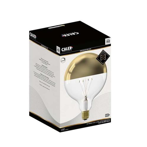 Calex Filament LED Lamp Globe Mirror Gold Ø125mm E27 6W, Huis en Inrichting, Lampen | Losse lampen, Ophalen of Verzenden