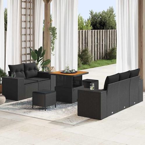 vidaXL Tuin Sofa Set met kussen met opslag 8 pcs Zwart 80 x, Tuin en Terras, Tuinsets en Loungesets, Nieuw, Rotan, Verzenden