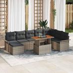 vidaXL Tuin Sofa Set met opslag 9 pcs Grijs Poly riet, Verzenden, Nieuw, Rotan