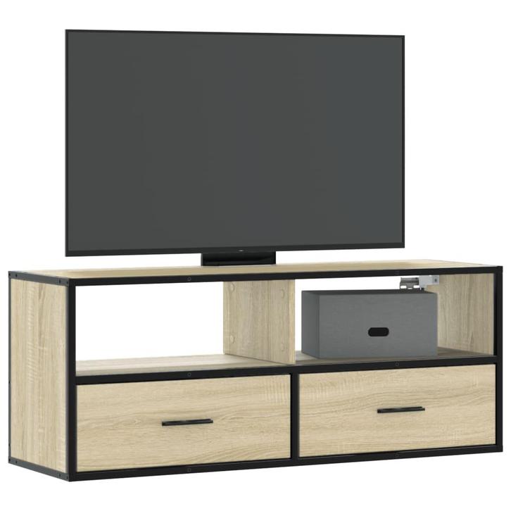 vidaXL Tv-meubel 100x31x39,5cm bewerkt hout metaal sonoma, Huis en Inrichting, Kasten | Televisiemeubels, Nieuw, Overige houtsoorten