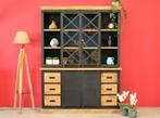 Buffetkast Iron Mango black 160 x 200 cm, Mangohout + staal., Glas, 200 cm of meer, 150 tot 200 cm, Nieuw