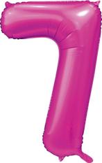 Fuchsia Cijfer Ballon 7 Jaar Glans 86cm, Verzenden, Nieuw