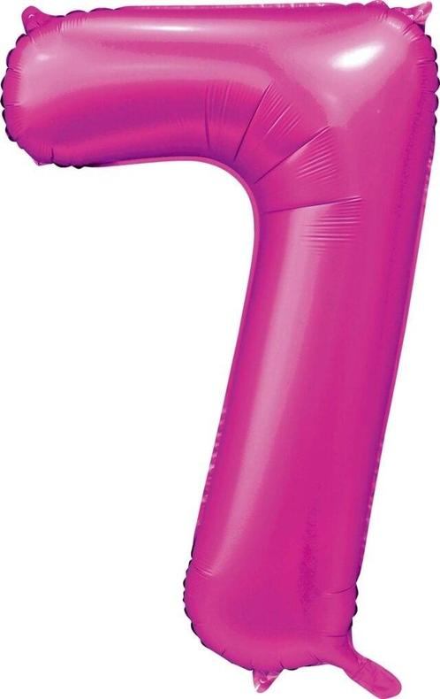 Fuchsia Cijfer Ballon 7 Jaar Glans 86cm, Hobby en Vrije tijd, Feestartikelen, Nieuw, Verzenden