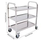 Roestvrijstalen Serveerwagen met 3 Lagen en 4 Zwenkwielen, Verzenden, Nieuw